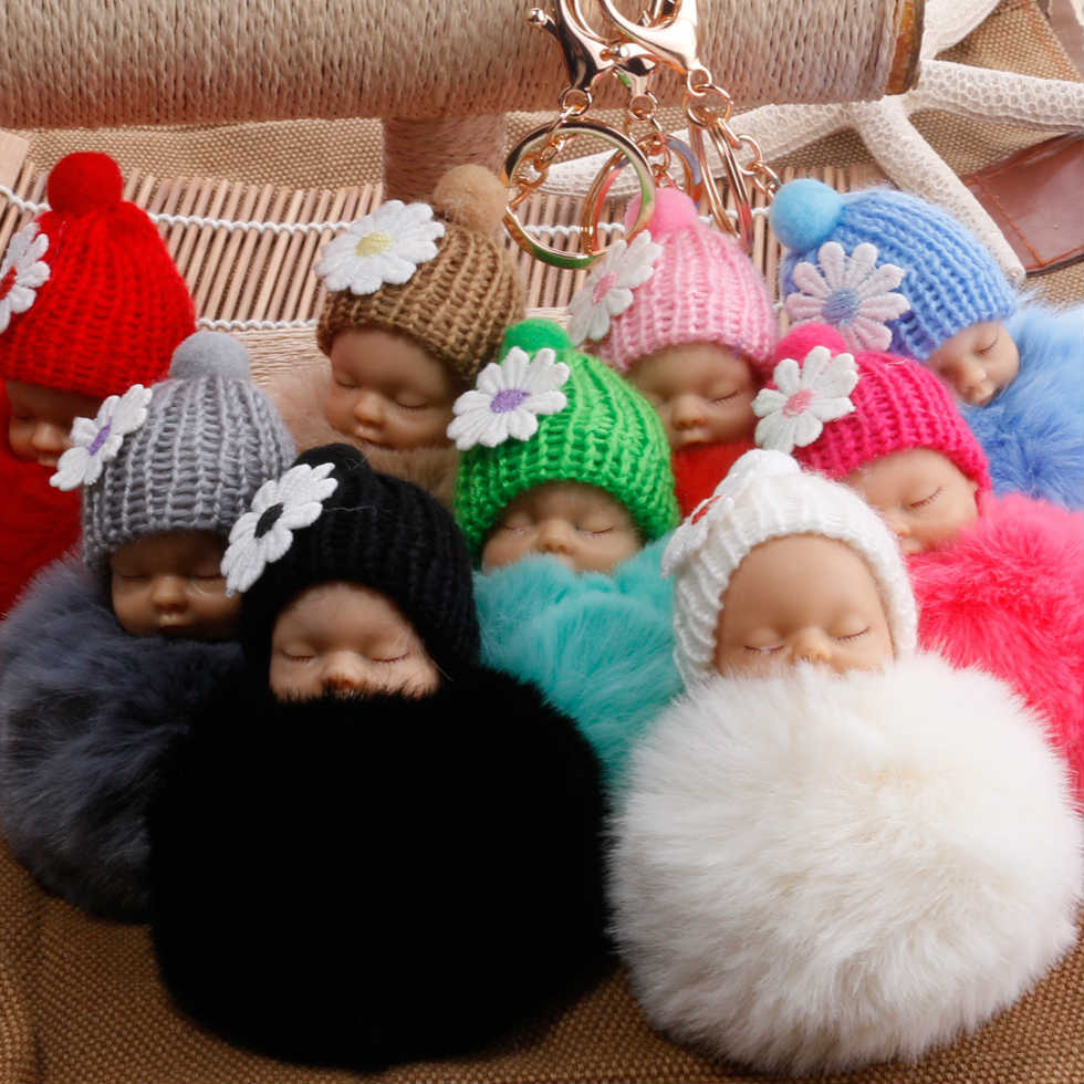 Cute Plush Car Keychain Sleep Doll Keychain Pendant