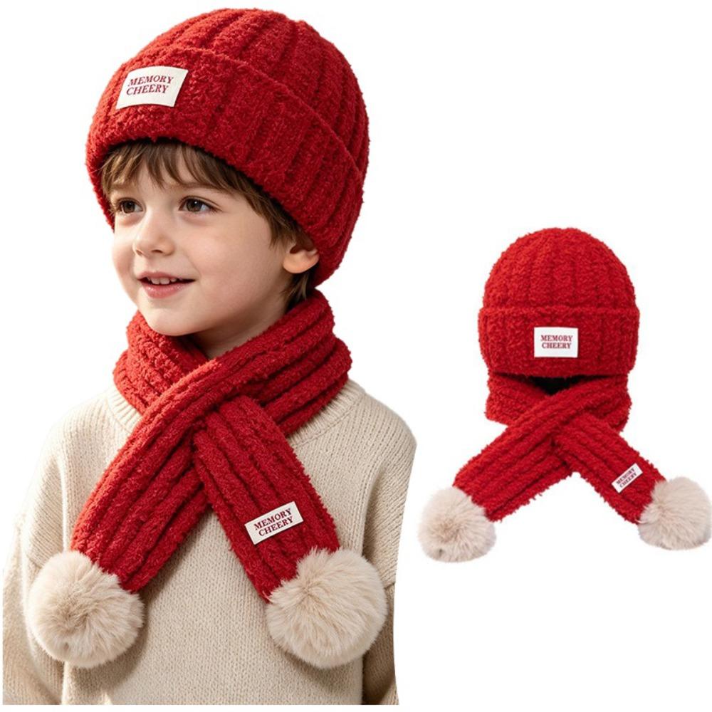 Knitted Kids Hat Scarf Set Soft Baby Beanie Hat New Children Winter Hat  Cold Weather Accessories