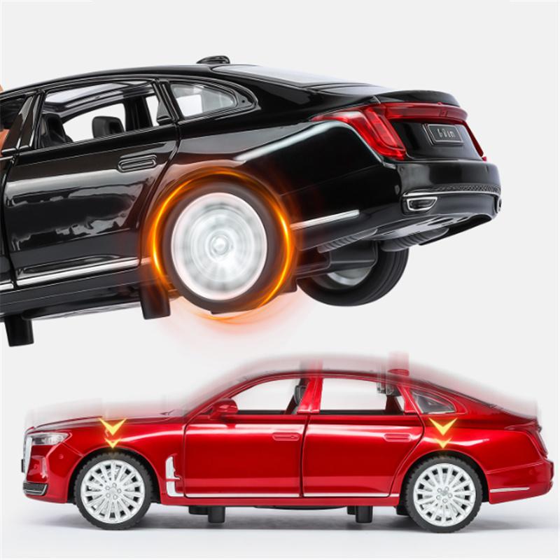 1/32 Hong Qi H9 Alloy Car Model Diecasts Luxy Vehicles Metal Car Model High Simulation Sound Light Collection Childrens Toy Gift