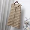 Down vest women's new medium and long slim fit fashion hooded light and light seamless rubber vest white duck down vest