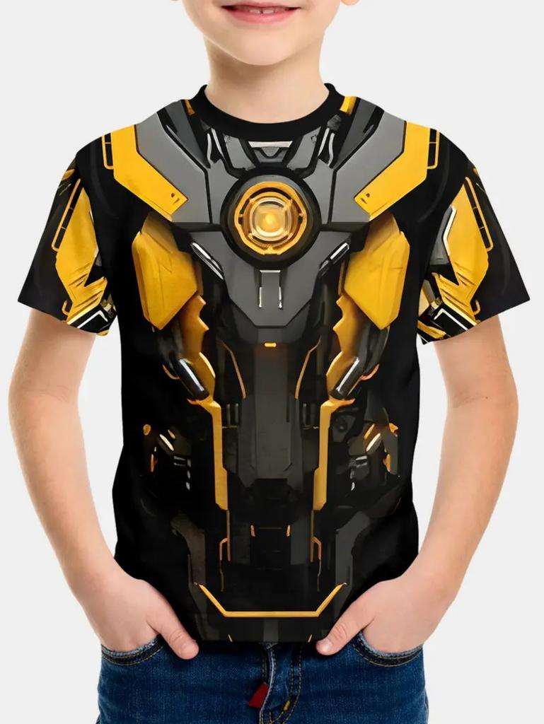 Krieger Rüstung Jungen Kleidung 3D Druck Kinder T-Shirt Sommer Rundhals Kurzarm Oberteil Lässiges T-Shirt Locker Streetwear Kinderkleidung