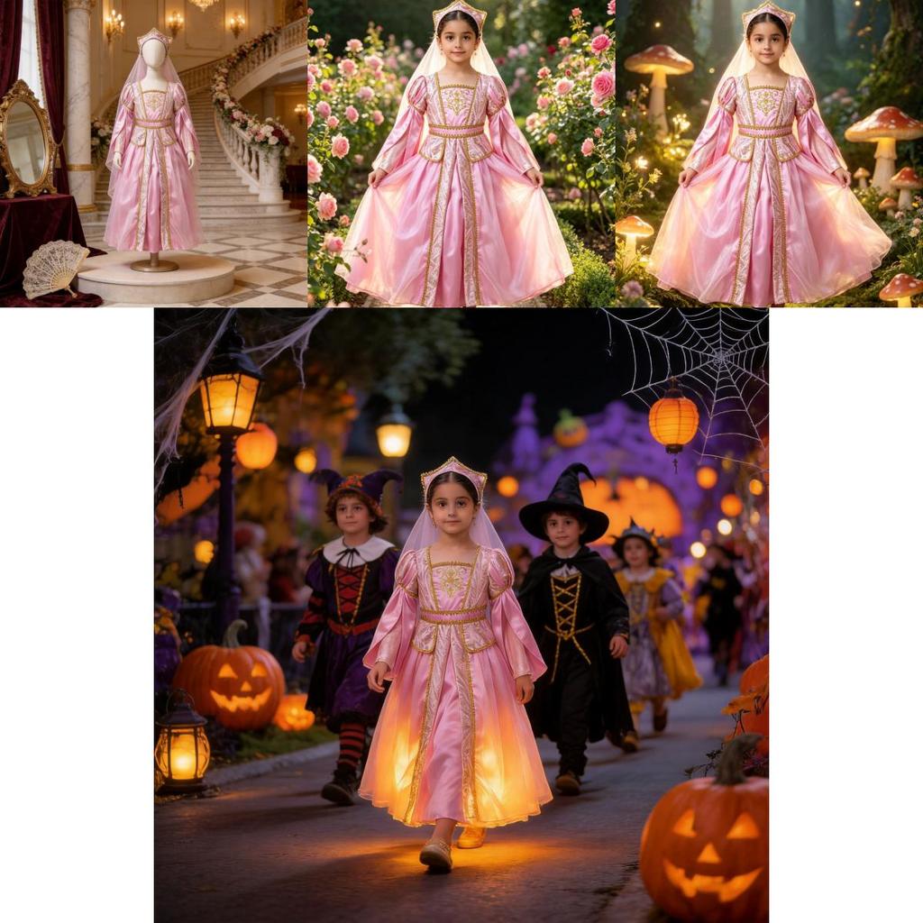Girls Medieval Princess Costume With Tulle Fabric For Halloween Role Play And Stage Performance