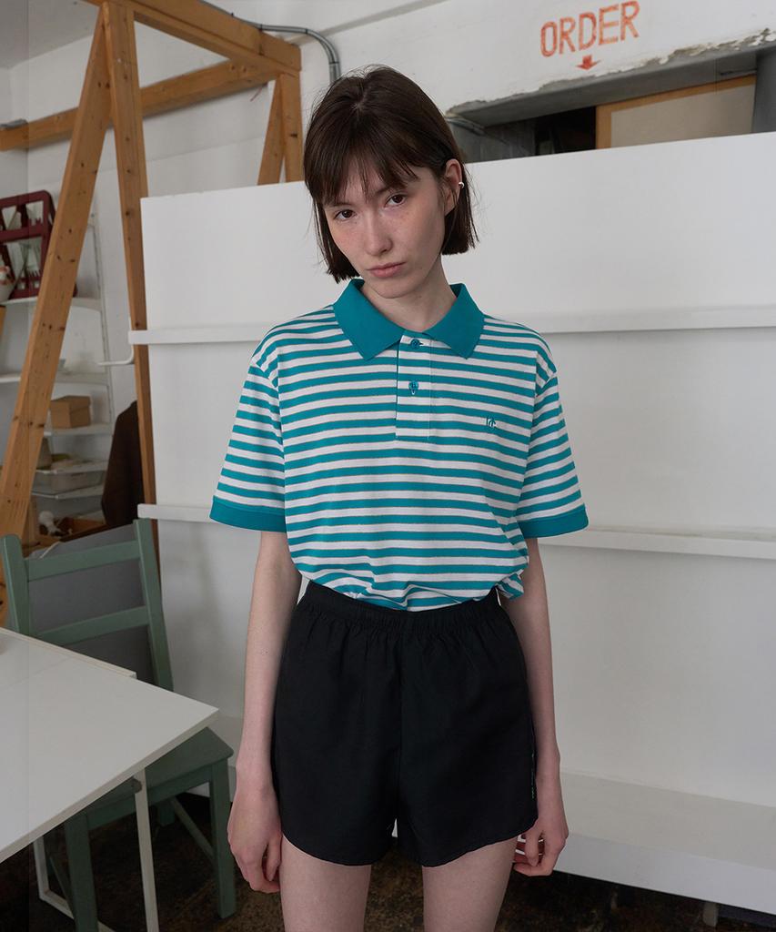 Nokeontencheu 354. Striped Polo Shirt _ Blue Green