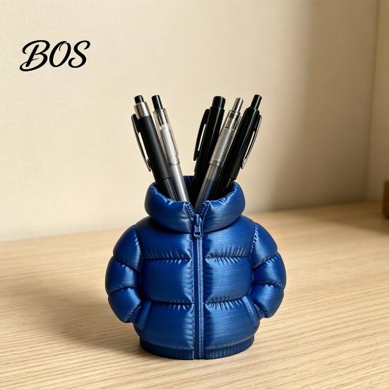 Marker Holder Down Jacket Pen Holder, 3D Printed Funny Puffer Pencil Cup, Office Cup Small Desk Organizer Storage Box for Home Desktop Decor Unique