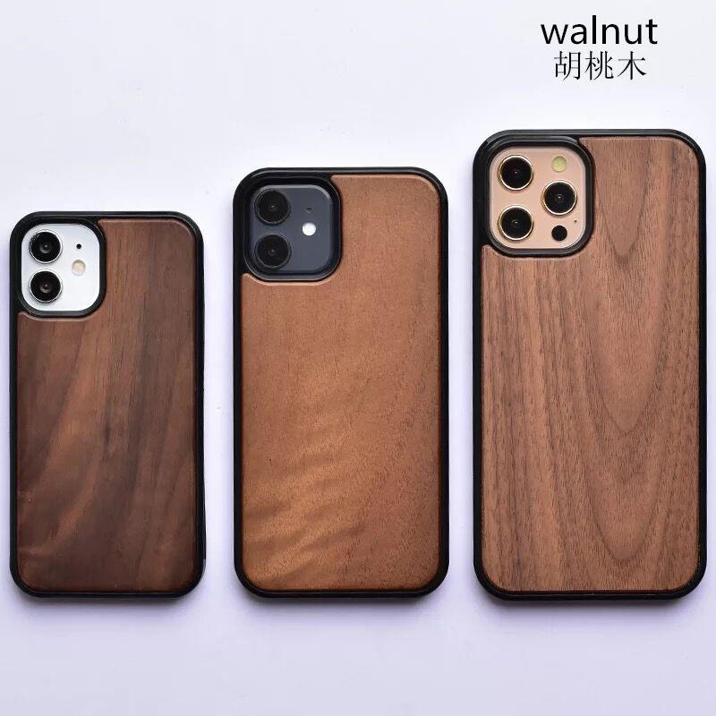 Holz-Handyhülle Natur Massivholzgehäuse für iphone 11 12 13 Pro Max, für iphone 12 Pro Hülle Holzstoßstange