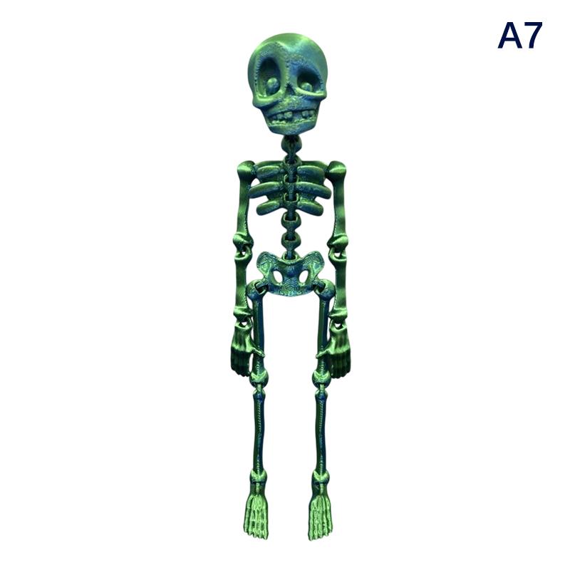 Poseable Skeleton Fridge Magnet 3D Printed Articulated Skeleton Decor Halloween Horror Luminous Skull Magnet Fridge Sticker
