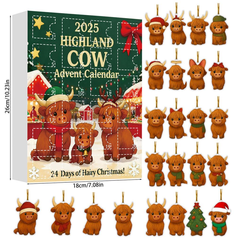

Christmas Blind Box Highland Cattle Series Acrylic Christmas Tree Ornaments For Holiday Decor And Gift Giving StyleG