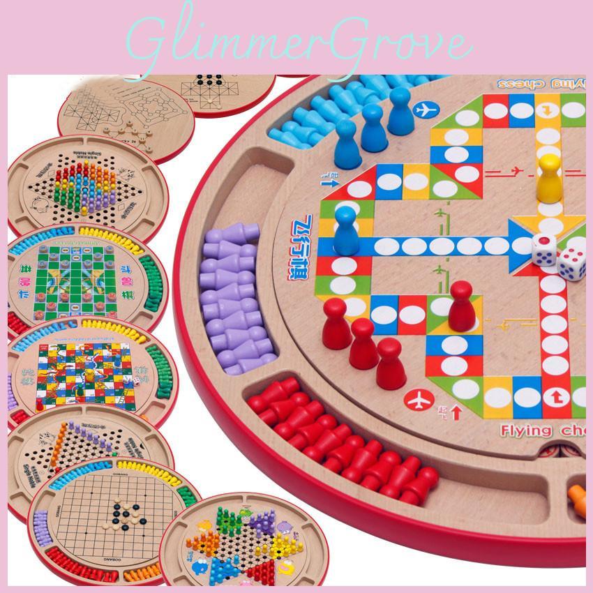 Wooden Board Game Set With Educational Puzzles For Kids And Family Play
