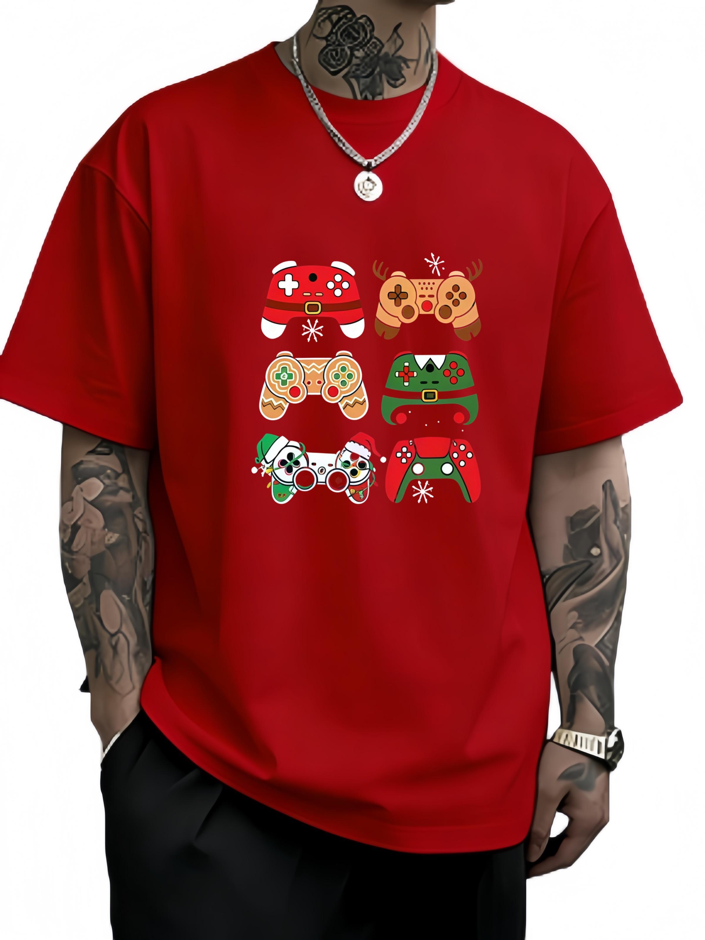 Mens retro game Tshirt fashionable casual fitness game console roundneck shortsleeved top S