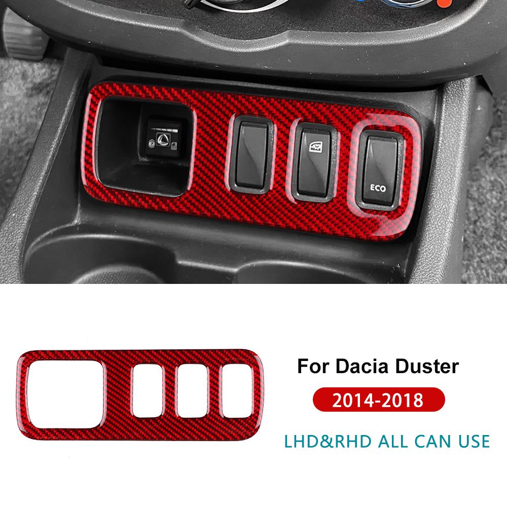 Real Soft Carbon Fiber Sticker For Dacia Duster 2014 2015 2016 2017 2018 LHD RHD Car Central Control Anti-slip Button Trim