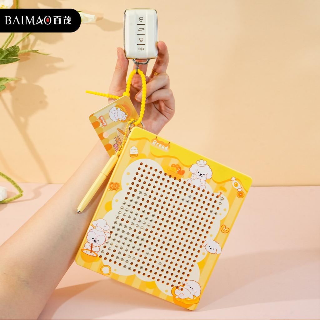 Original Bread Puppy Magnetic Steel Ball Drawing Board Keychain Creative Large Rewritable Drawing Board Backpack Pendant