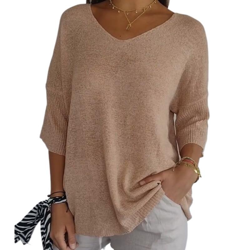 IHUASU Женский трикотажный повседневный свитер разноцветный узкий с V-образным вырезом — фото 10