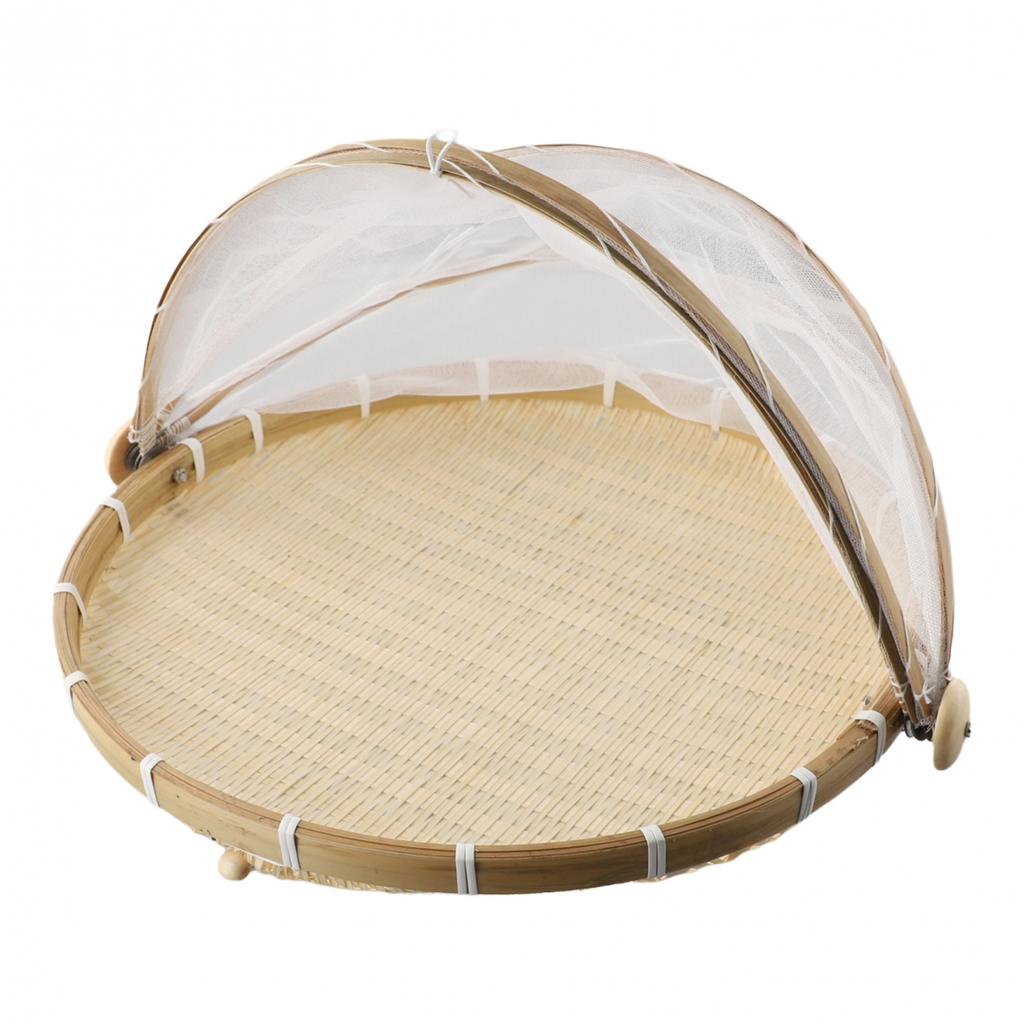 Woven Fruit Vegetable Basket with Anti-Mosquito Net Foldable Design