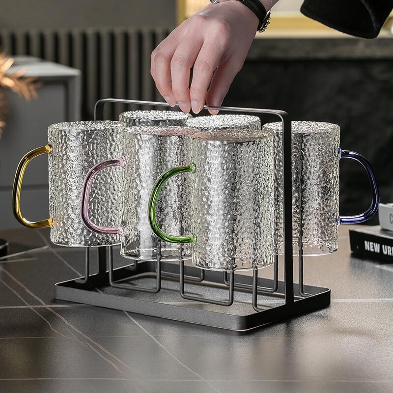 Japanese Style Hammered Glass Cups with Handle