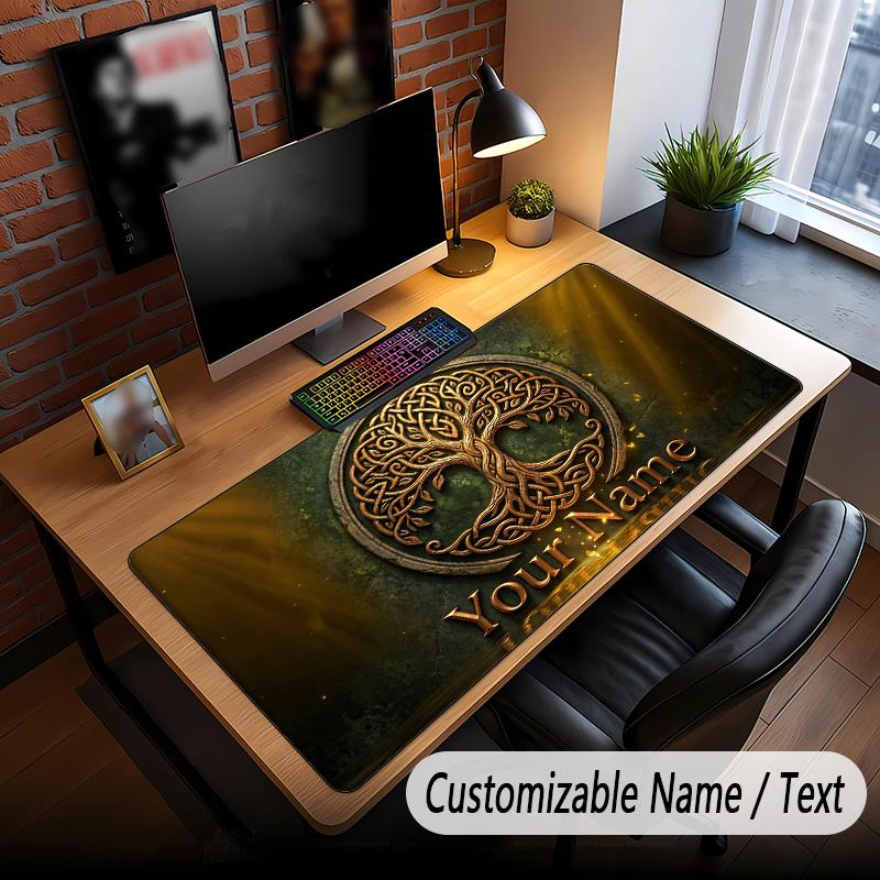 Tree of Life Theme Custom Mouse Pad Personalized With Name Text Customized Desk Mat For Office Home Decor