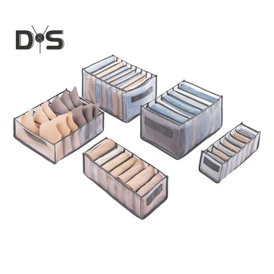 

Набір з 5 мішків для зберігання Органайзер для білизни та шкарпеток з ручкою Велика місткість Складний дизайн Багатоцільовий набір коробок для зберігання в гардеробі сірий