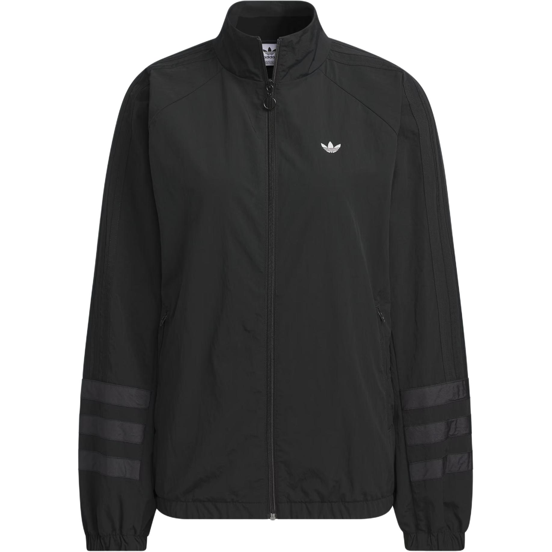 adidas Originals Women s Black Loose Woven Stand Collar Track Jacket JD6385 S