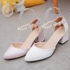 Spring and Summer with the Female Shoes Shallow Baotou Sandals Rough with 6 Cm High Heels Sandalias Femeninas