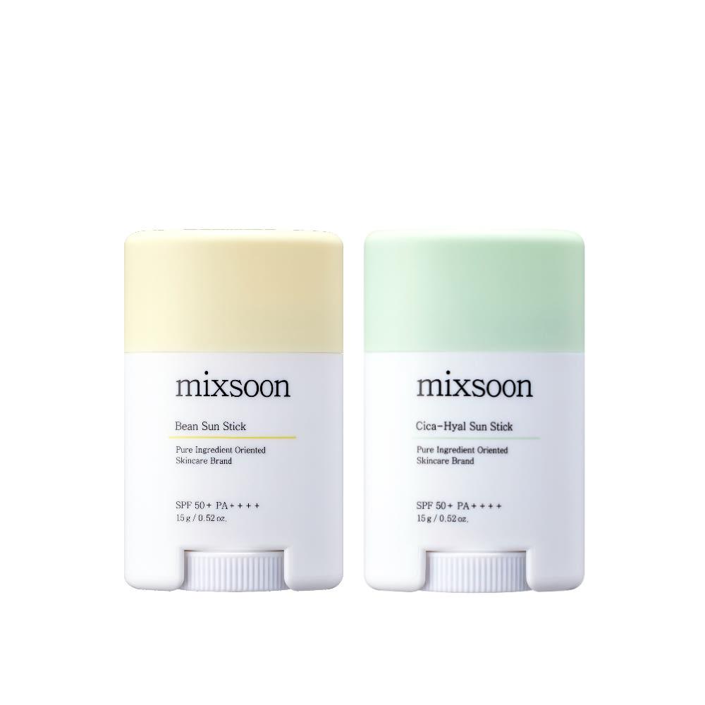 Mixsoon Sun Stick Duo Set (SPF 50+ PA++++) 15g Bean Sun Stick + Cica Hyal Sun Stick Long-lasting UV Protection