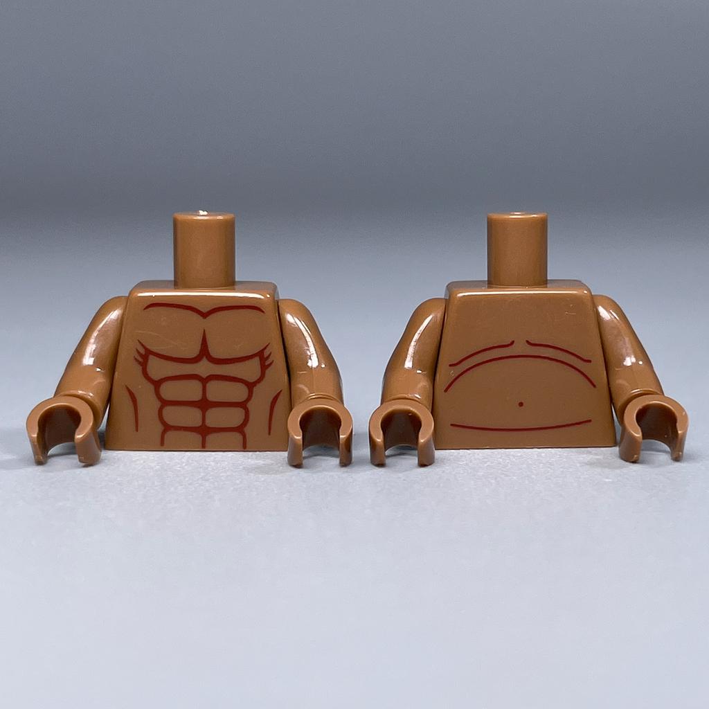 MOC Bricks dark skin 4cm Figure muscle beer Man torso belly Particles Assembled Building Blocks Children's Toys