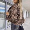 2024 Jeansjacke mit Leopardenmuster: Europäischer und amerikanischer Stil, Frühling/Herbst, langärmlig, kurz, locker, lässige Passform für Damen.