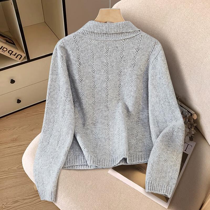 Women's Embroidered Lapel Knit Cardigan