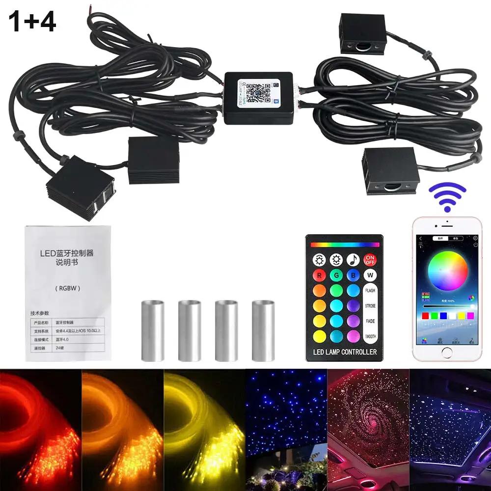 RGBW 1/2/4/6 Split Machine Car Roof Star Light APP Control Fiber Optic Star Ceiling Light Starry Sky Ceiling for Car Home