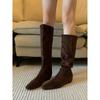 Western Cowboy Boots Niche Large Tube Circumference Thin Pleated Stacking Boots