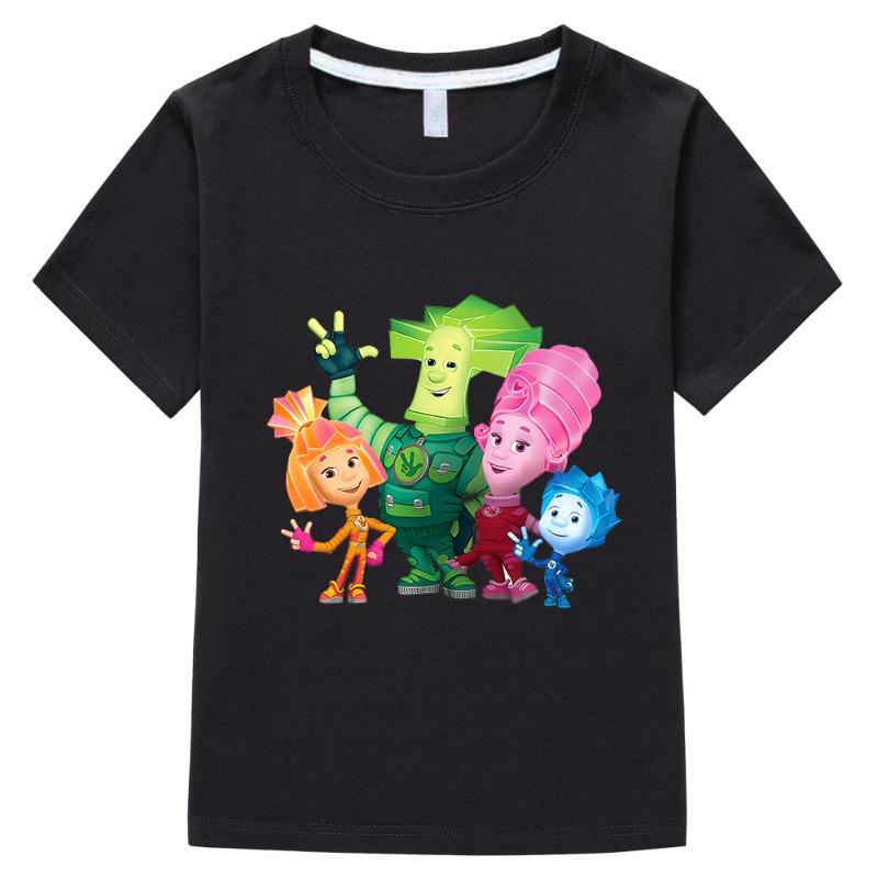 100% Cotton New Children Clothing Girls Russian Cartoon The Fixies T Shirt Funny Baby Boys Summer Tops Short Sleeve Kids T-shirt 110