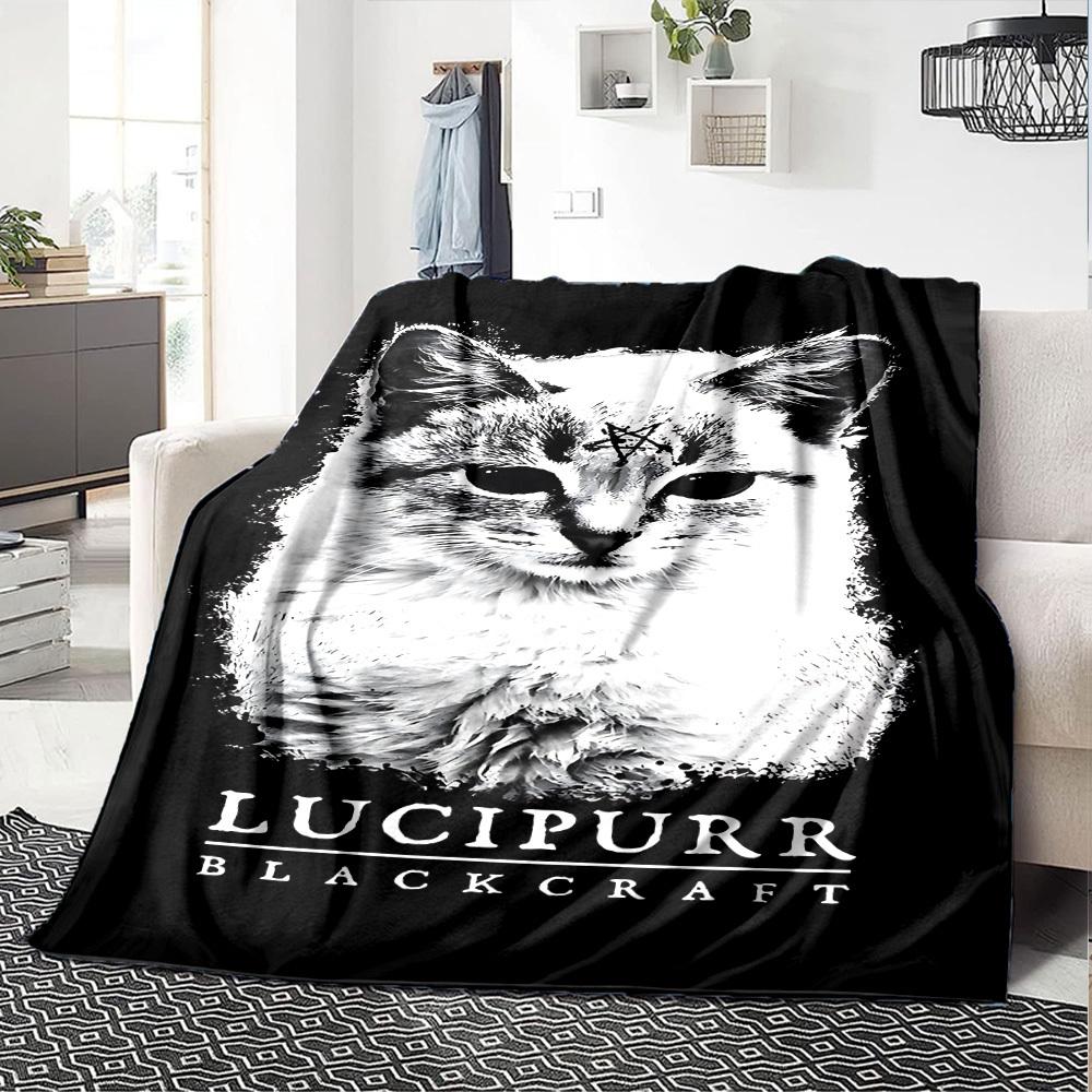 1pc Lucipurr Blackcraft Soft Warm Throw for Home, Office, Trave, All-Season Cozy Bedding Gift, Office Cozy Accessory 1036