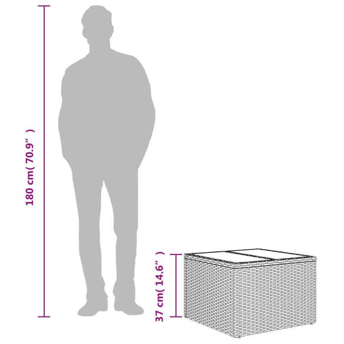 VidaXL Garden Table Glass Top, Coffee Table, Picnic Furniture Terrace Patio Balcony Courtyard Outdoor, Beige 366058