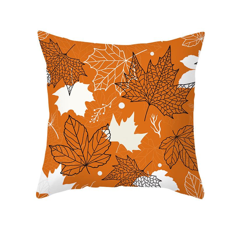 New Style Pillow Cover Autumn Maple Leaf Sofa Cushion Home Supplies Peach Skin Cushion Cover