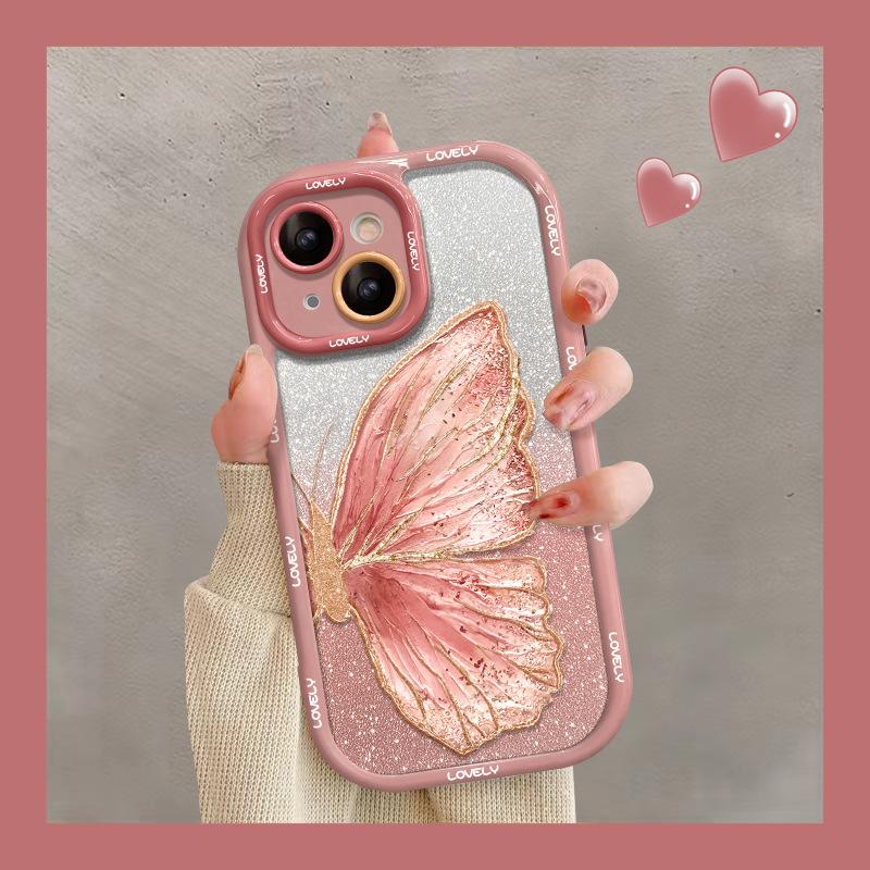 Applicable To IPhone14 Apple Phone Case 15promax Beautiful Butterfly 13 Transparent Glitter 12 Silicone Protective Case