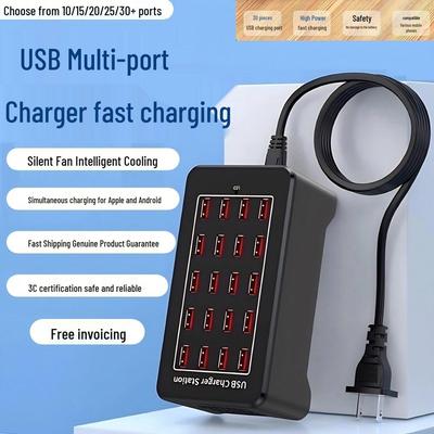 Multi-Port USB Fast Charger & Power Strip for Phones, Tablets, and Smart Devices