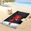 "Hockey Player in Red Jersey Action" Patterned beach towel quick dry perfect for travel outdoor sports jogging the beach and swimming