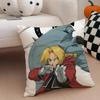 FFullmetal Alchemist Brotherhoo Cushion Cover Linen Pillow Case Soft Breathable Protective Couch Room Decoration