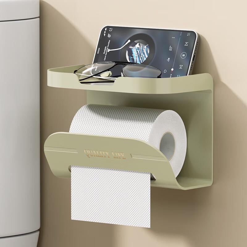 Bathroom Wall-Mounted Tissue Box with Storage Shelf