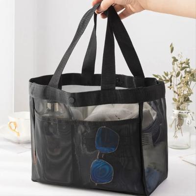 Men's/Women's Solid Color Gauze Handbag Nylon Transparent Storage Bag Shoulder Bag Beach Bag Multi Tunctional Large Capacity Mall Shopping Bag