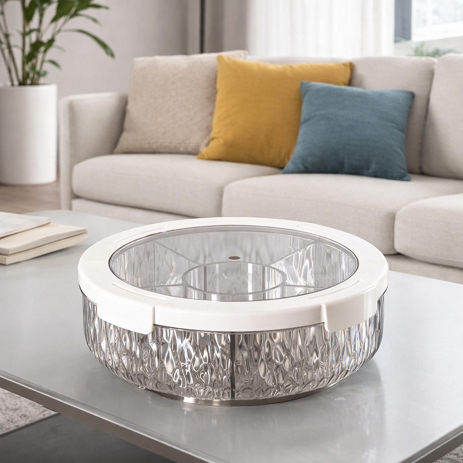 Compartmentalized Serving Tray for Nuts, Rotating Dried Ideal Chinese Year Clear Gray