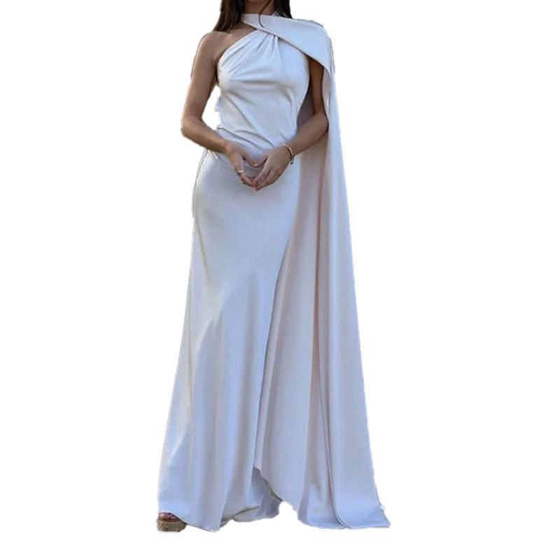 Stil Damen Sommer Neu Langer Rock Temperament Streamer Hals Promi Stil Kleid