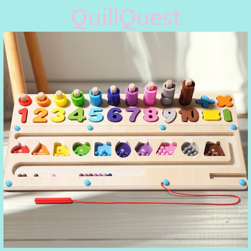 Magnetic Bead Wooden Maze Color Counting Classification Board Kid Puzzle Toy