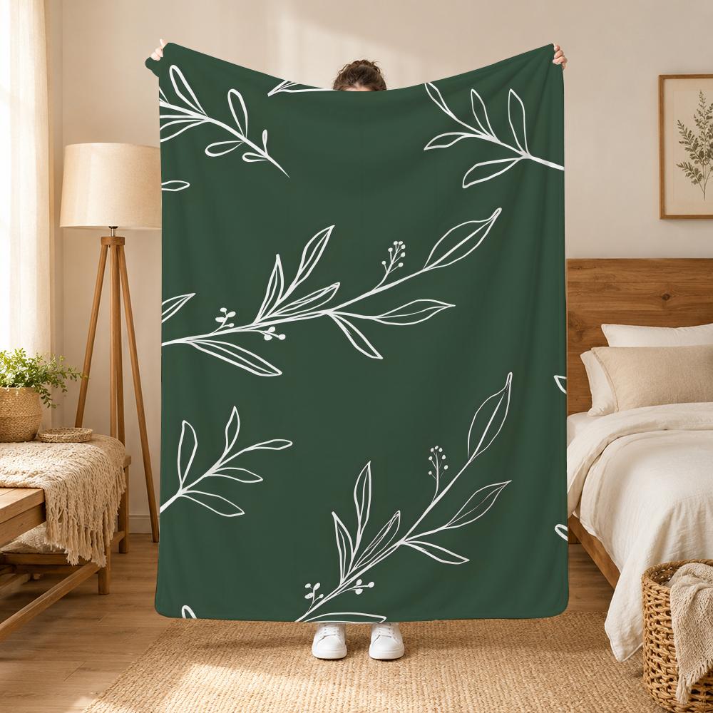 Bohemia Green Bohemian Wall Art Throw 240G Flannel Blanket, Suitable For Sofas, Beds, Offices, Exquisite Gift Blankets