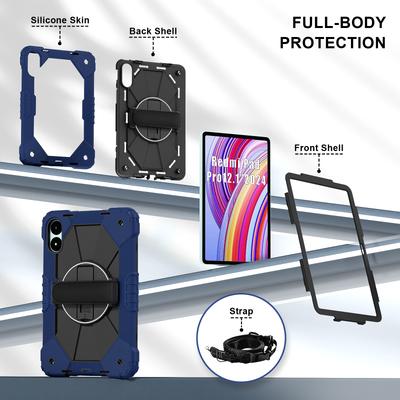 For Xiaomi Redmi Pad Pro 5G/Pad Pro/Poco Pad 4G Case Kickstand Silicone+PC Tablet Cover with Shoulder Strap