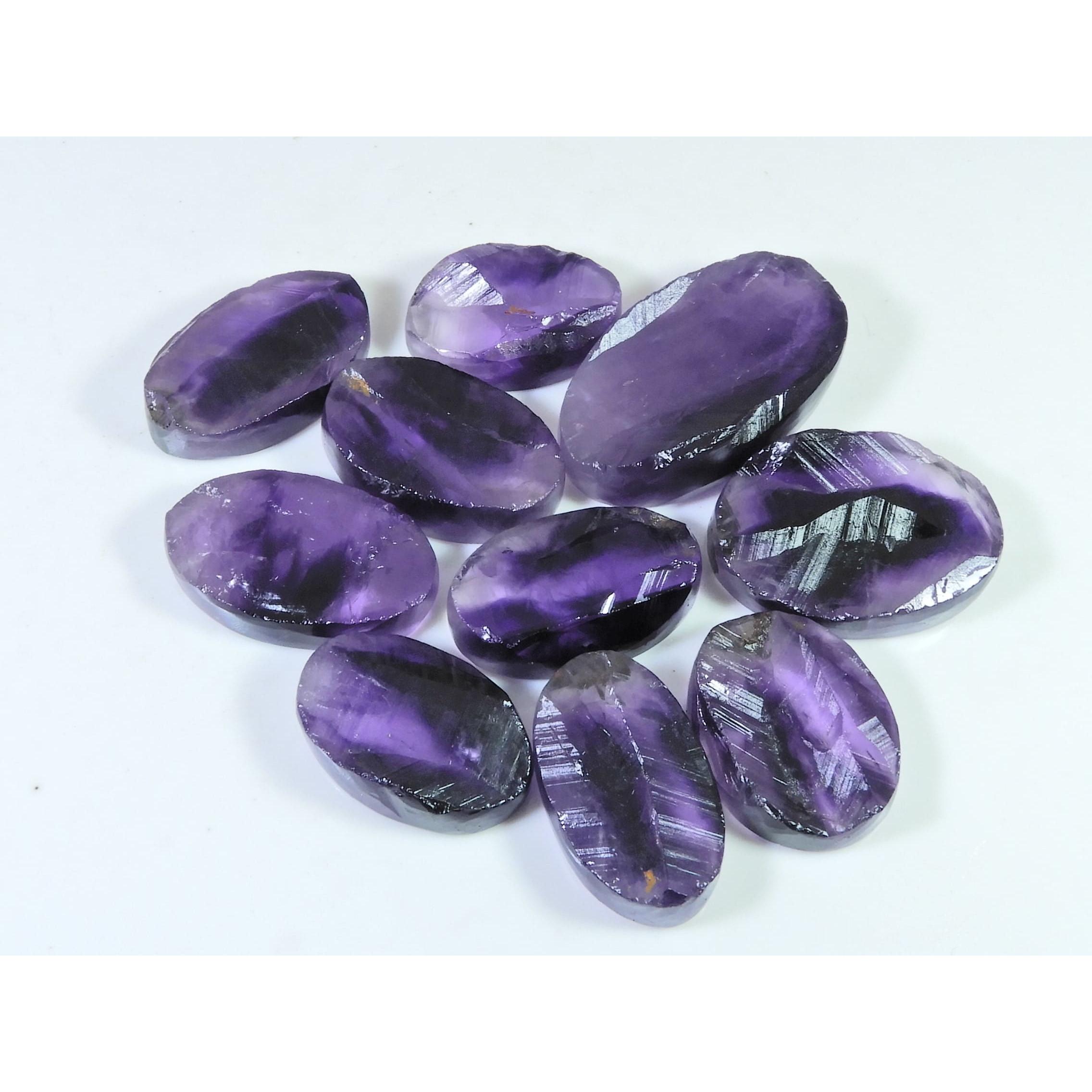 

327Cts.Natural Amethyst Druzy Oval Cabochon Loose Gemstone 10Pcs Lot 24-36MM C-1240