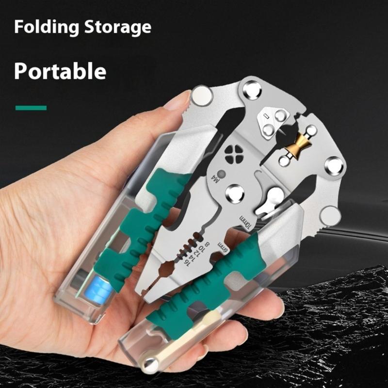 Easy To Use Folding Electrician Stripping Plier Cable Cutting Accurate Ethernet Cord Stripping for Household Maintenance