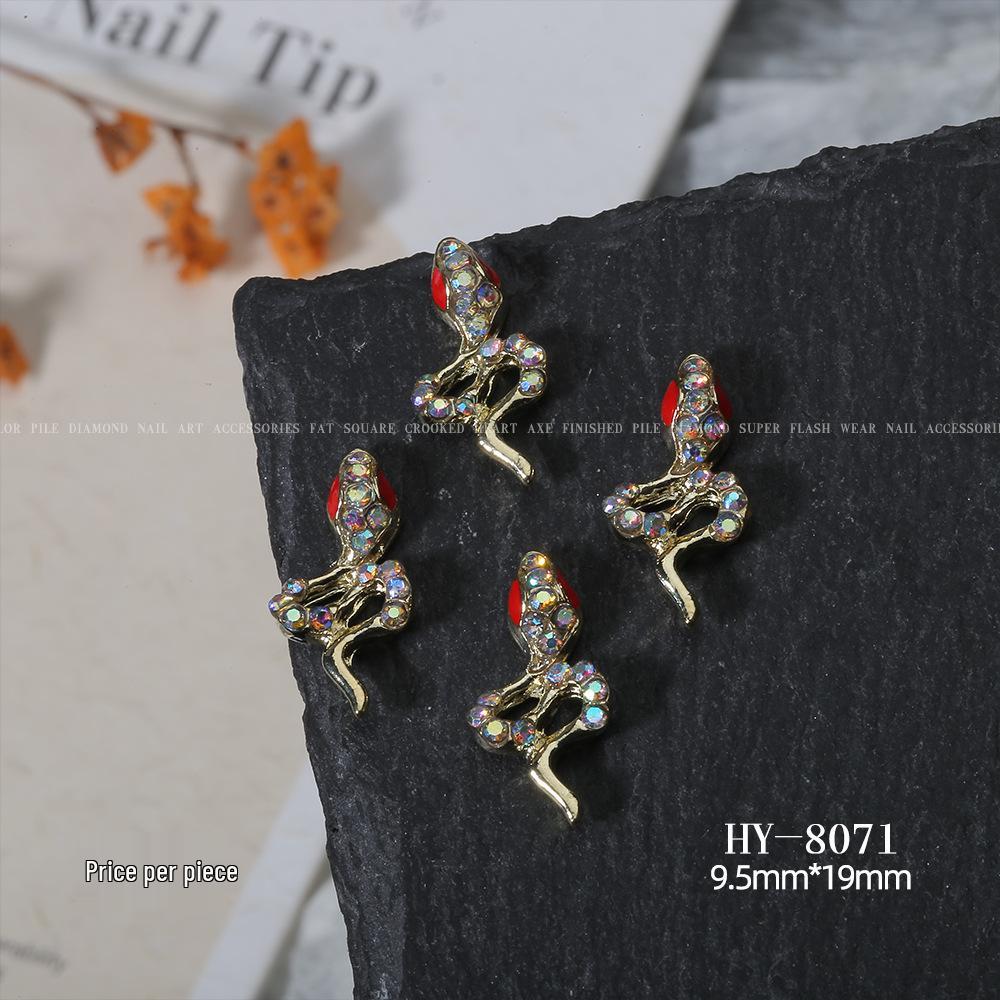 Shiny Rhinestone Snake-Shaped 3D Nail Art Accessories