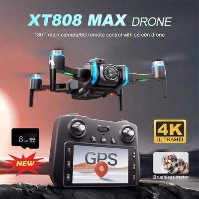 2025 Nuovo Drone RC FPV WIFI XT808 4K/6K/8K HD Doppia Fotocamera Schermo LCD Touch Ritorno GPS Evitamento Ostacoli a 360° Quadricottero Brushless Giocattolo Regalo
