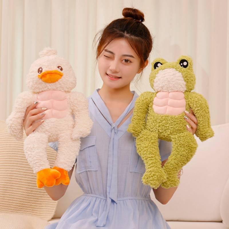 Muscle Frog Duck Plush Toy Fitness Stuffed Doll Gift For All Ages