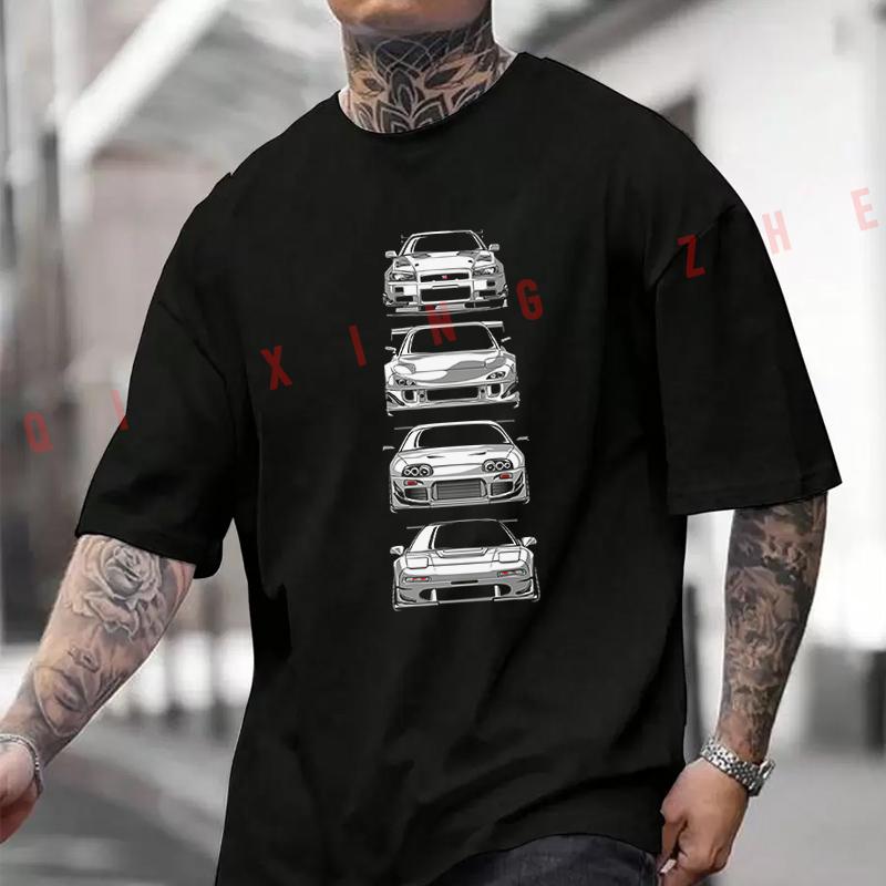 Funny Turbo Charger Art T-Shirt Moto Cotton Cute Men Clothes Plain Summer Casual Short Sleeve R