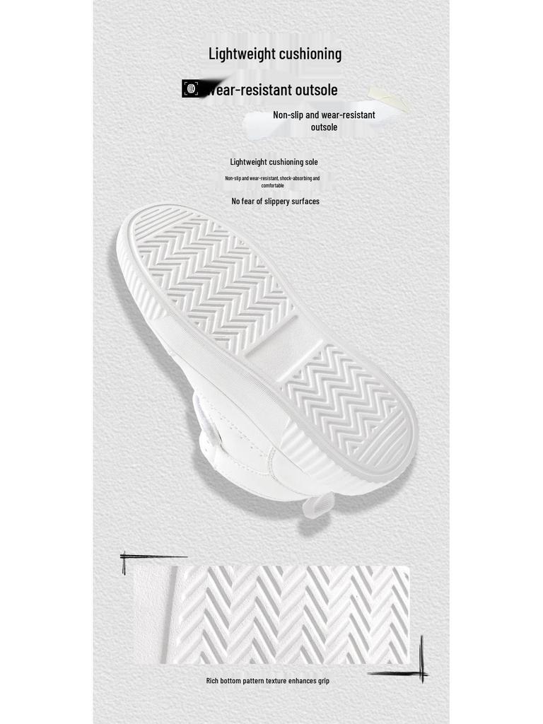 Rutschfeste High-Top Canvas-Sneaker für Kinder - Weiße Lederoberfläche für Herbst/Winter, Lässige und Sport-Laufschuhe.